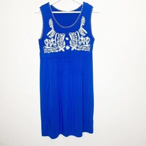 Riders by Lee Embroidered Blue and White Dress M
